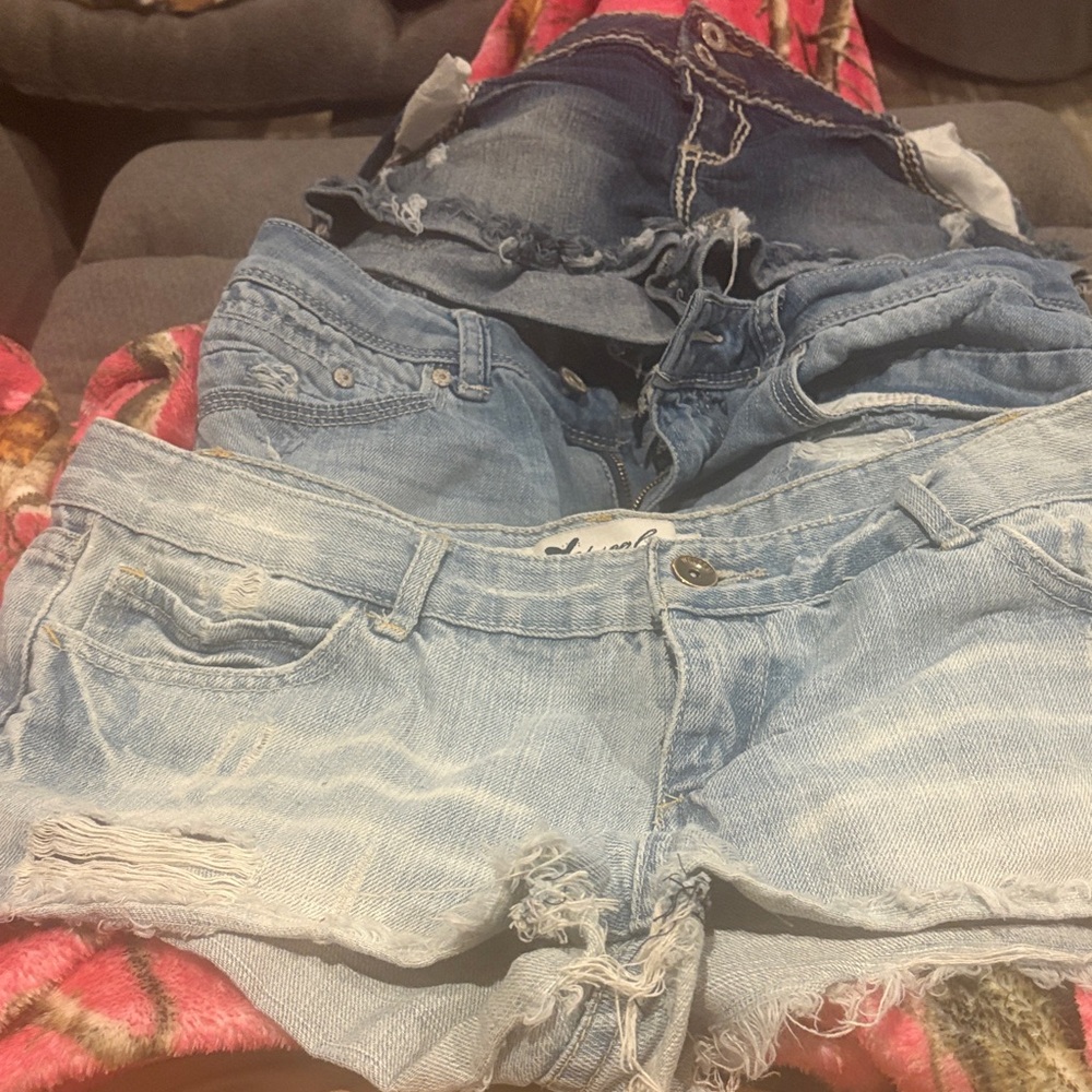 Wet Seal Light and Dark Blue Jean Shorts